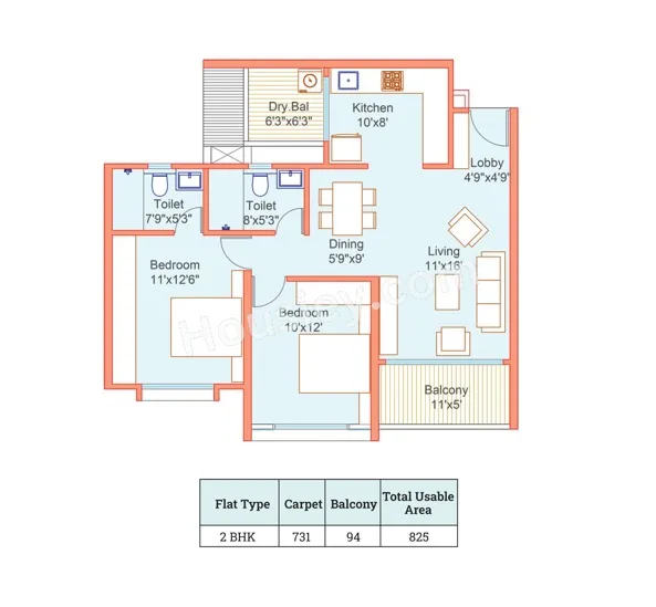 Dream Delmont Unit plan - 825 sq.ft.