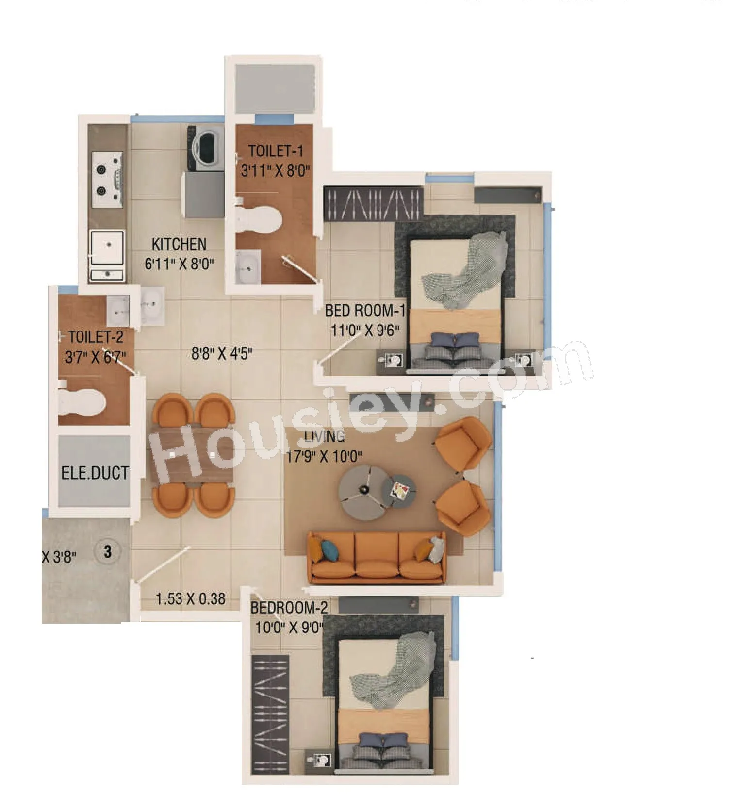 Dreams Empire Unit plan - 558 sq.ft.