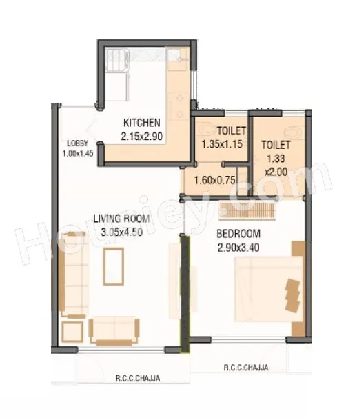 Drushti Emerald Unit plan - 394 sq.ft.