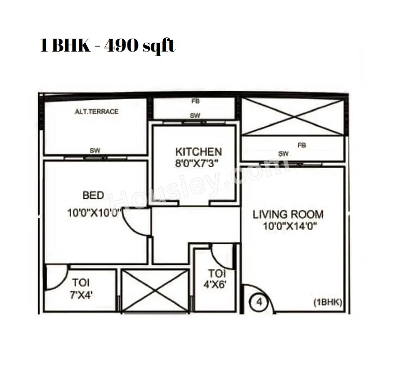 Durga Imperial Unit plan - 490 sq.ft.