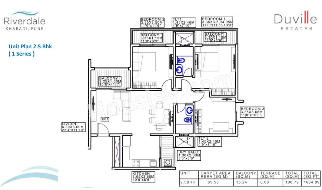 Duville Riverdale Grand Unit plan - 1084 sq.ft.