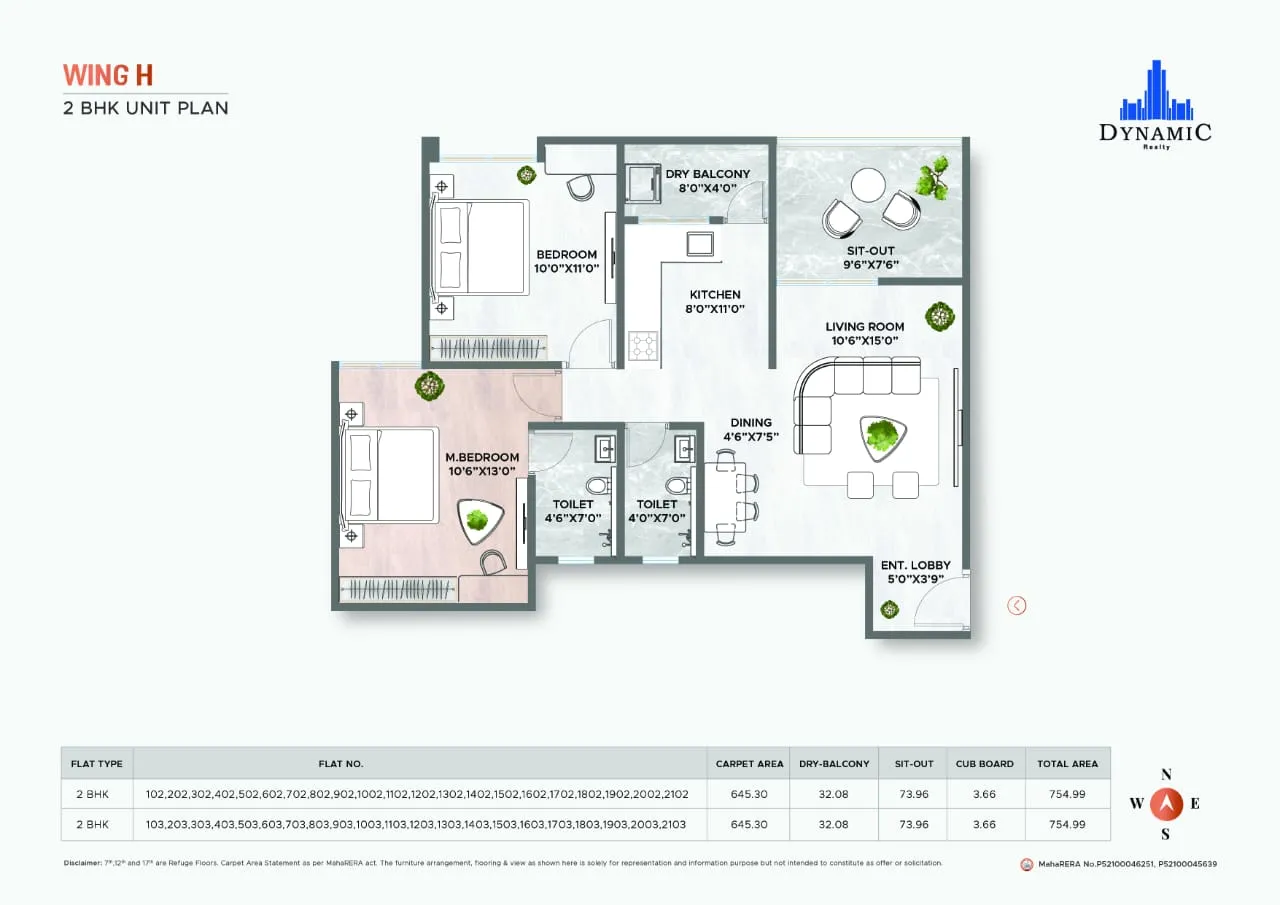 Dynamic Avante Phase 2 Unit plan - 755 sq.ft.