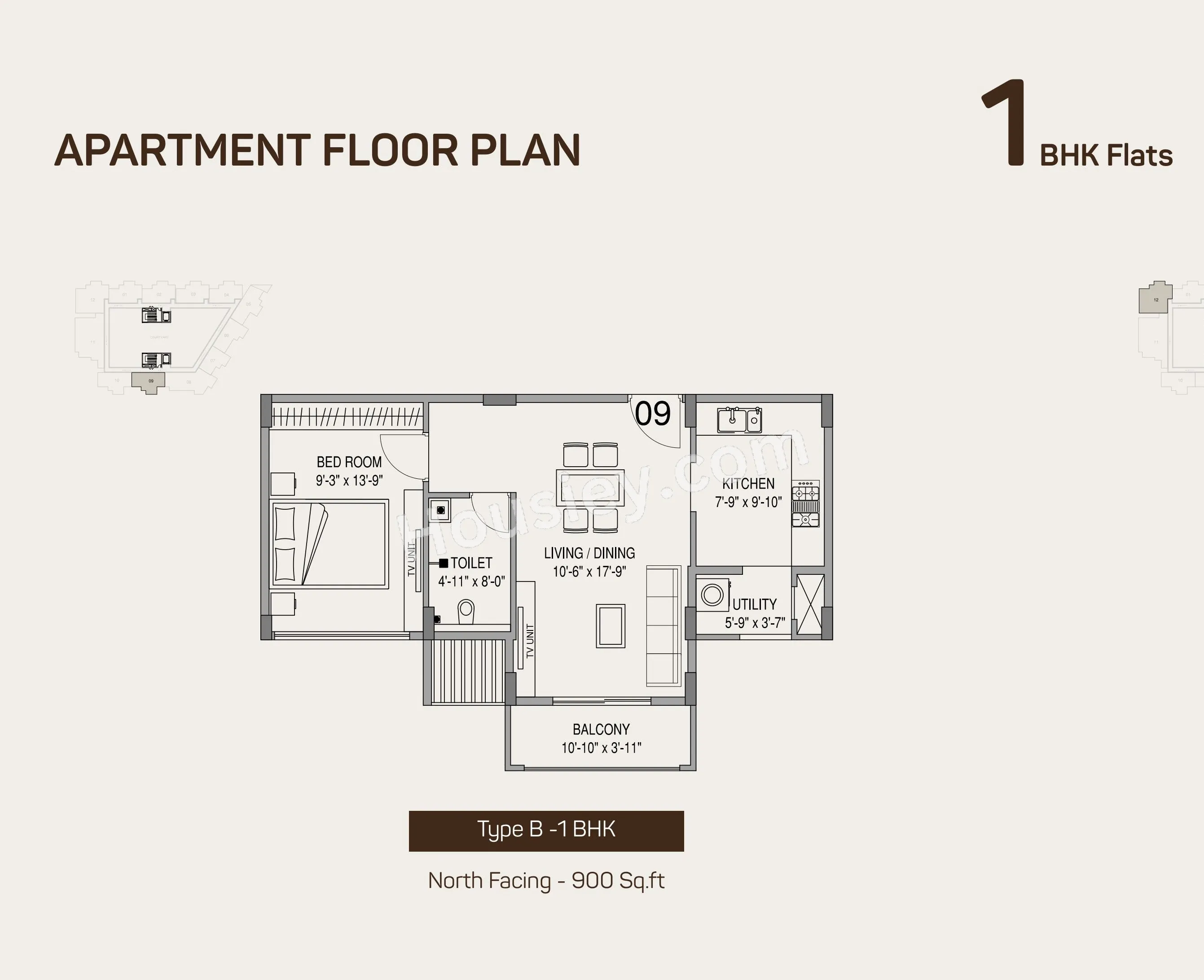 ELV Akruti ARK Unit plan - 630 sq.ft.