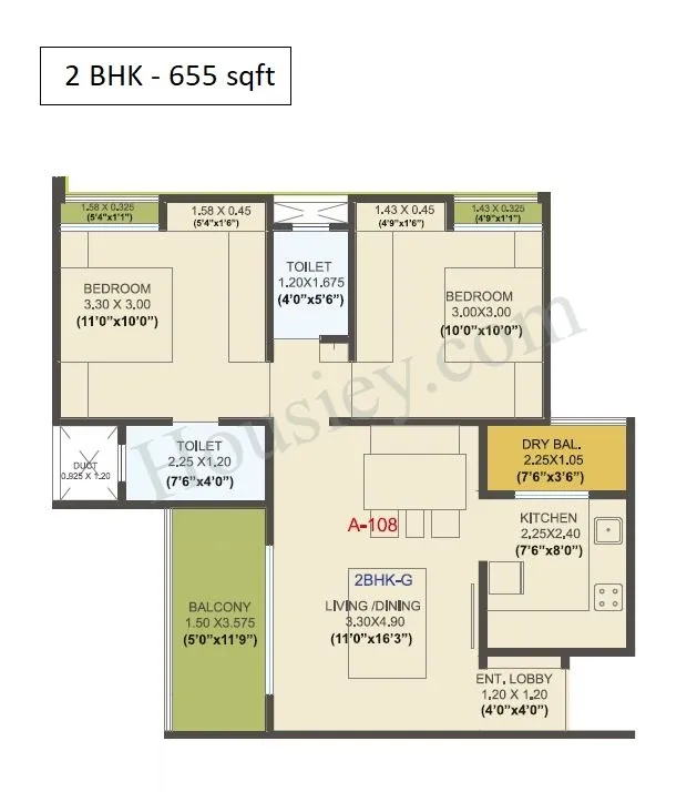 Unit plan - 655 sq.ft.