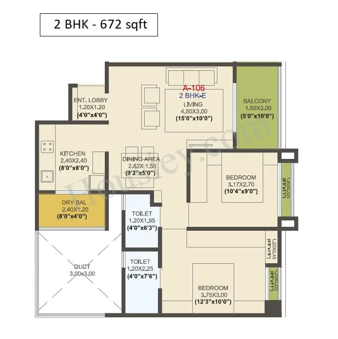 EL Progreso Phase 1 Unit plan - 672 sq.ft.