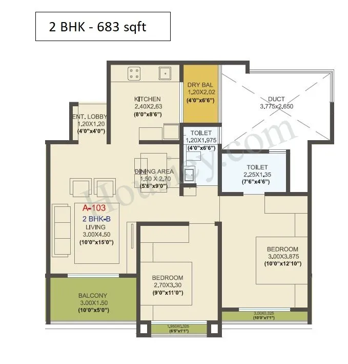 EL Progreso Phase 1 Unit plan - 683 sq.ft.