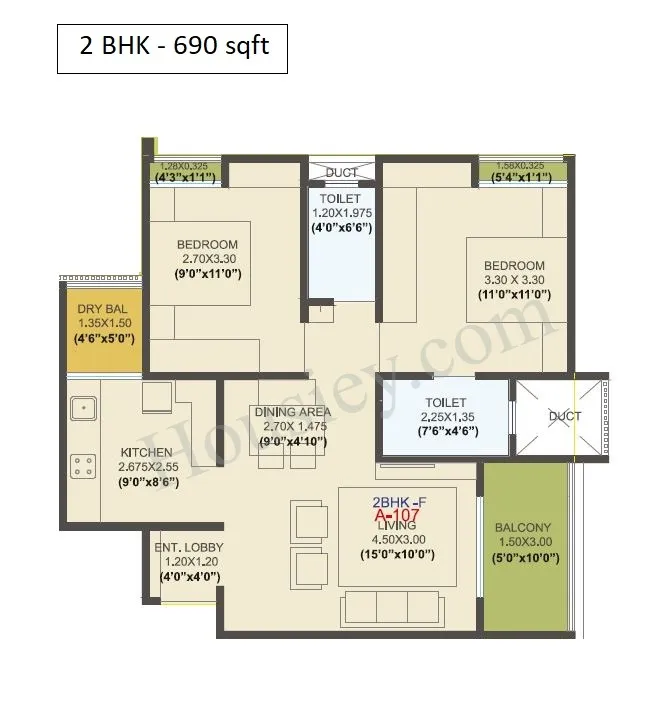 EL Progreso Phase 1 Unit plan - 690 sq.ft.