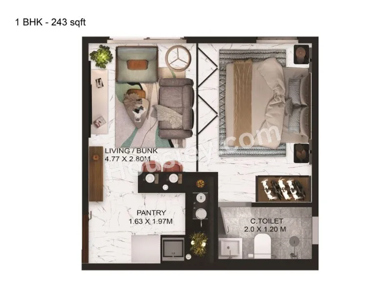 Enso Sanza Unit plan - 243 sq.ft.