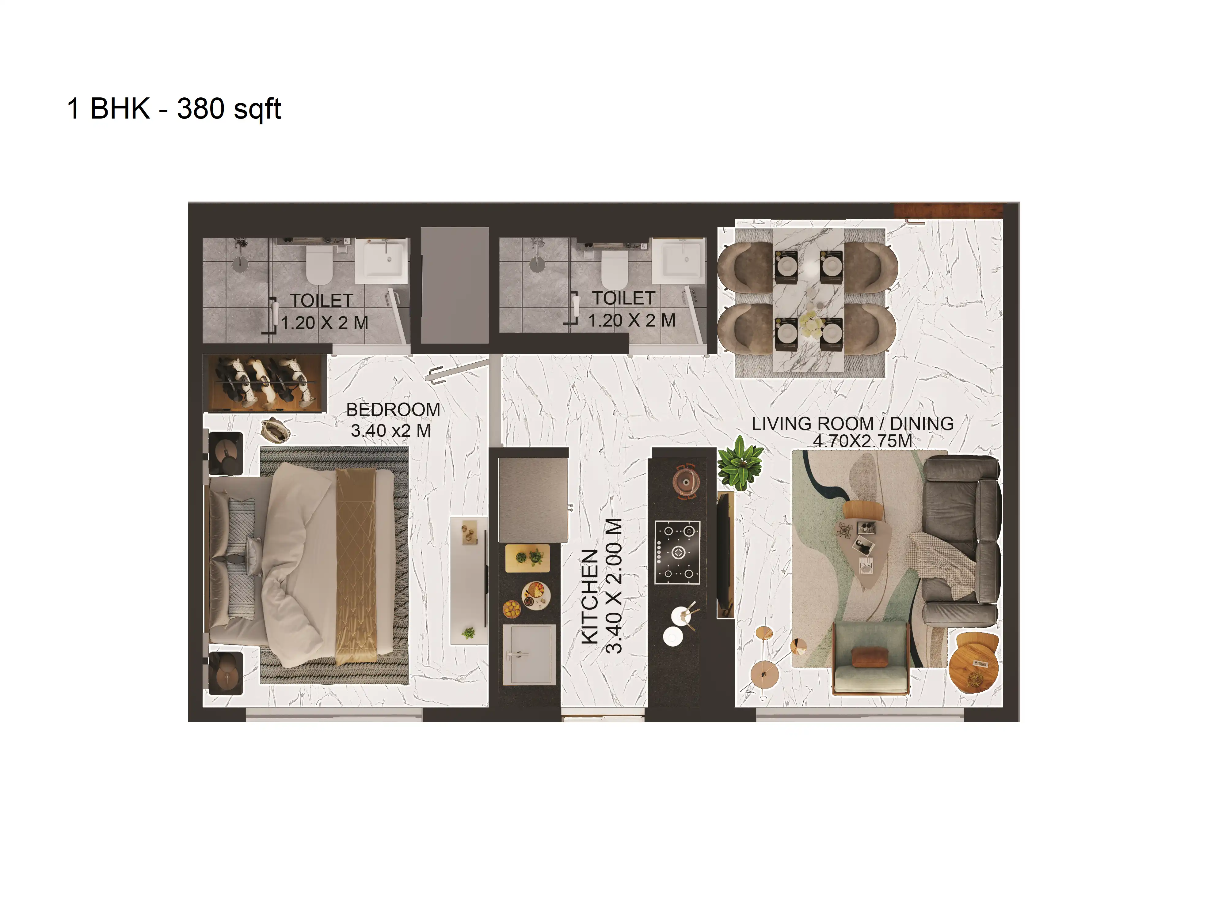 Enso Sanza Unit plan - 380 sq.ft.