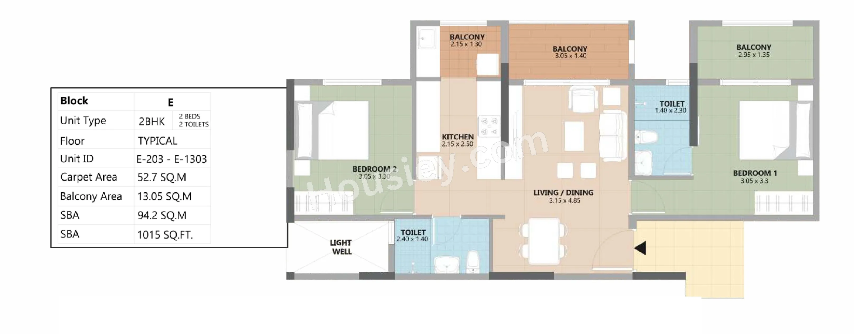 Esteem South Park Unit plan - 567 sq.ft.