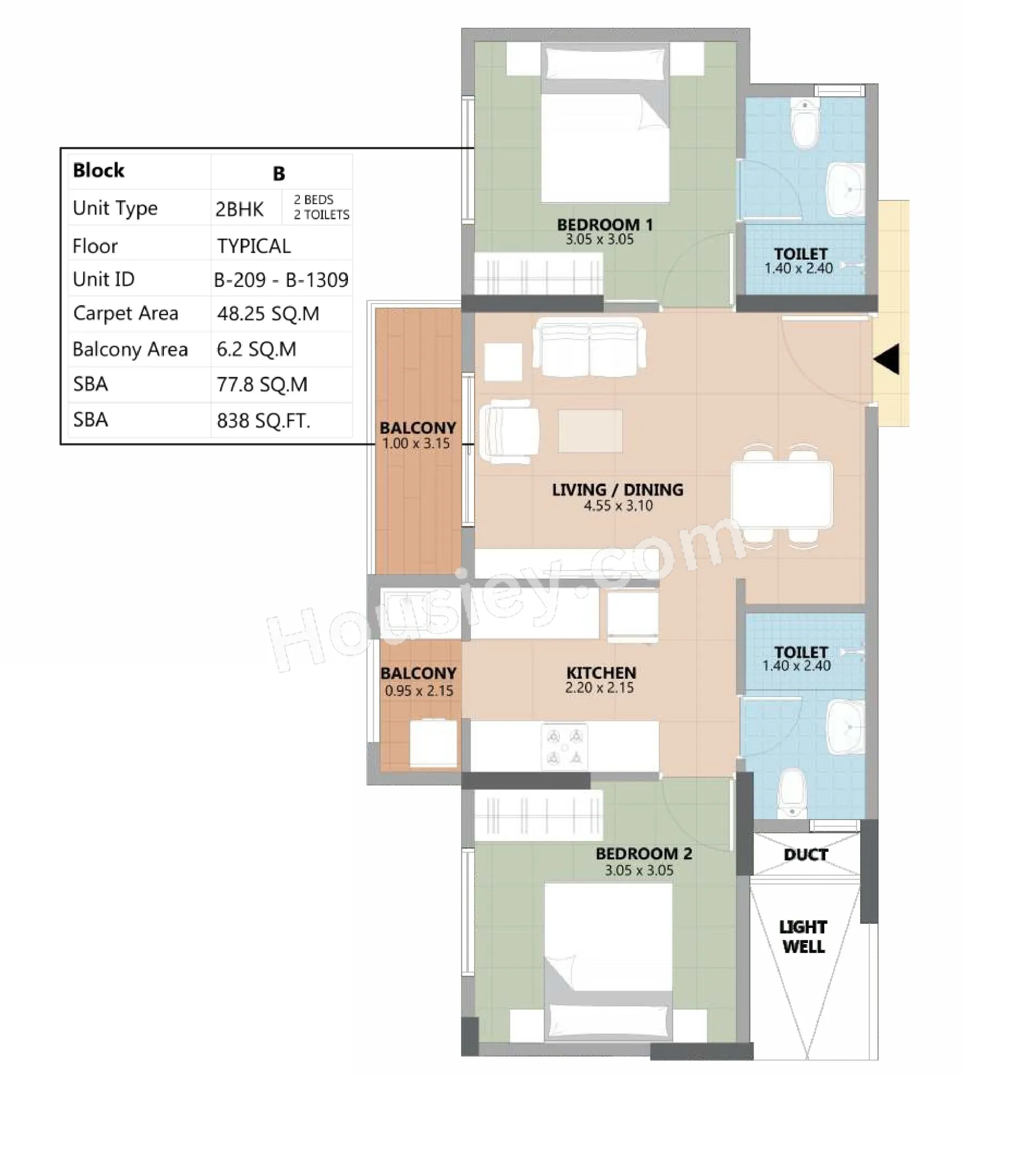 Esteem South Park Unit plan - 519 sq.ft.