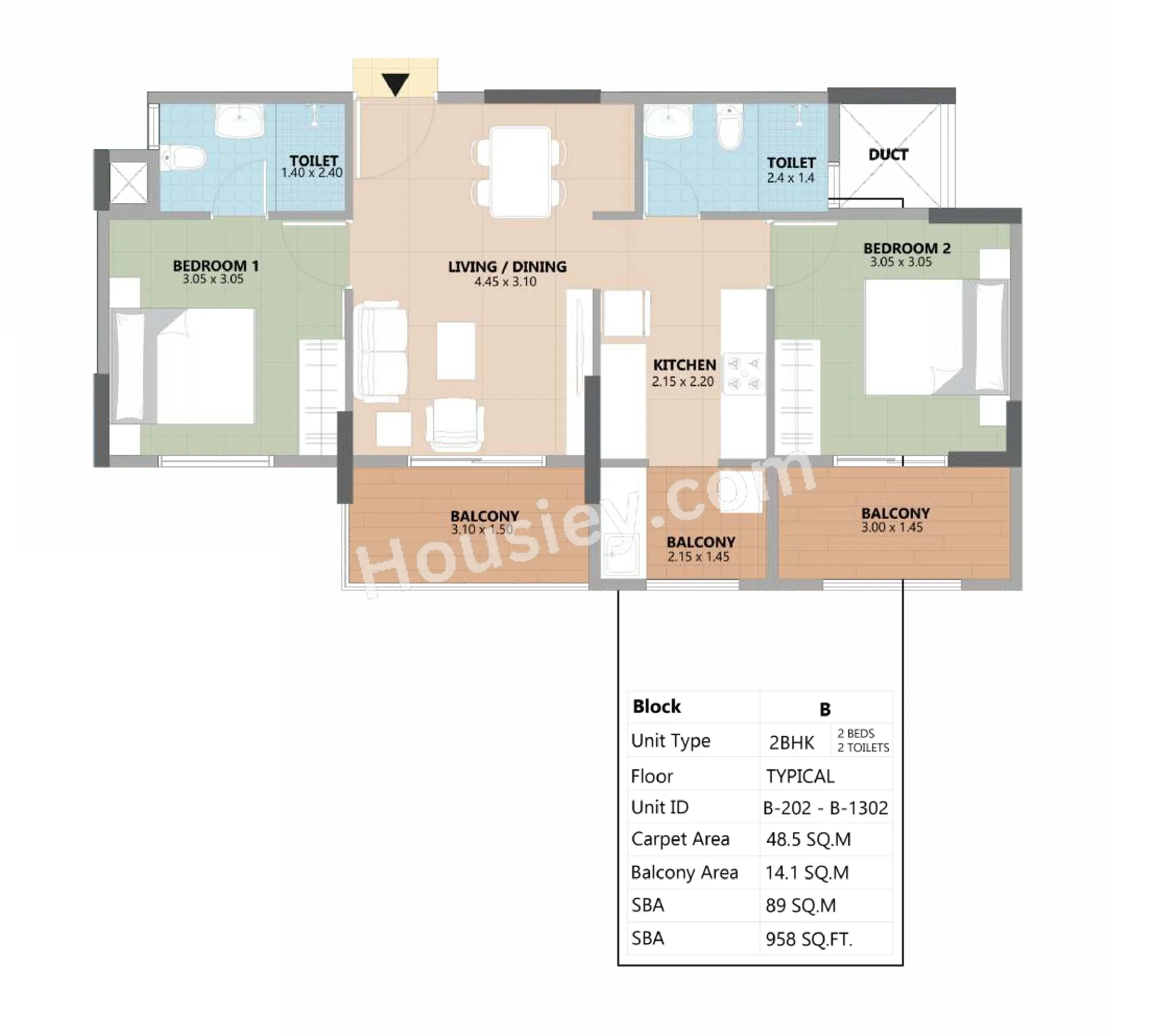 Esteem South Park Unit plan - 522 sq.ft.