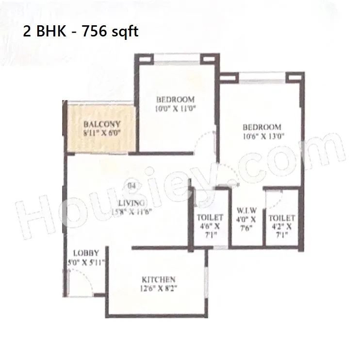 Excellaa Tremont Unit plan - 756 sq.ft.