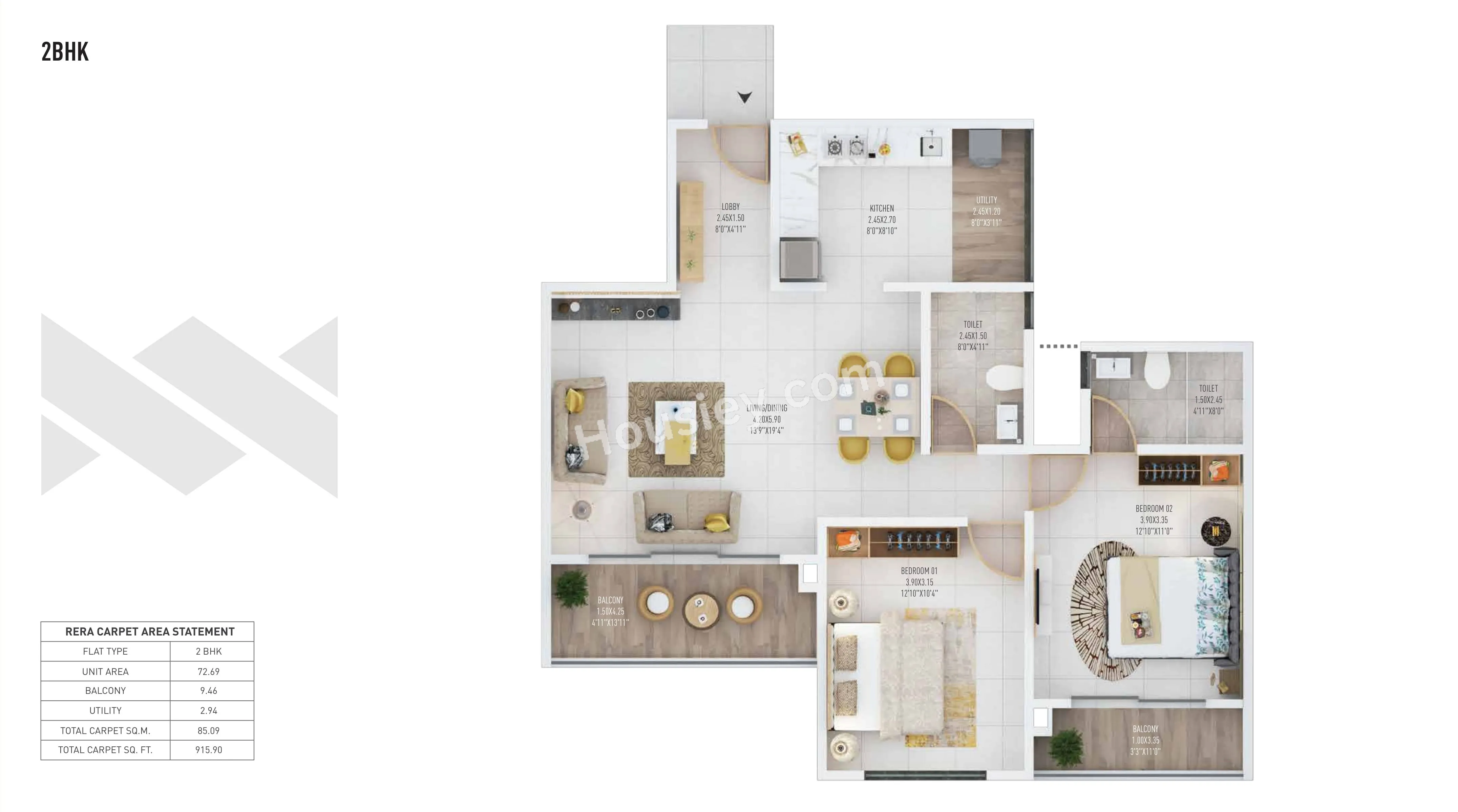 GEN Meraki Unit plan - 915 sq.ft.