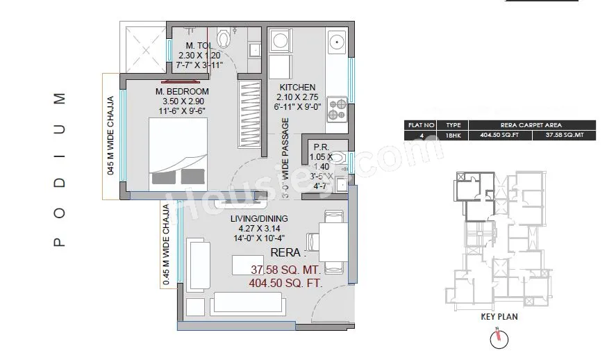GVP 72 ParkSyde Unit plan - 404 sq.ft.