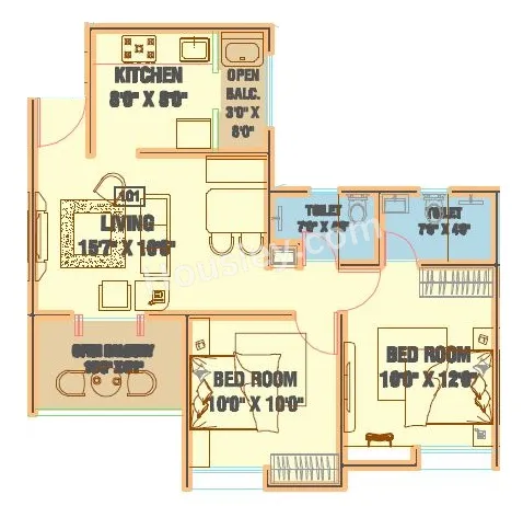 Gagan Micasaa Phase 3 Unit plan - 673 sq.ft.