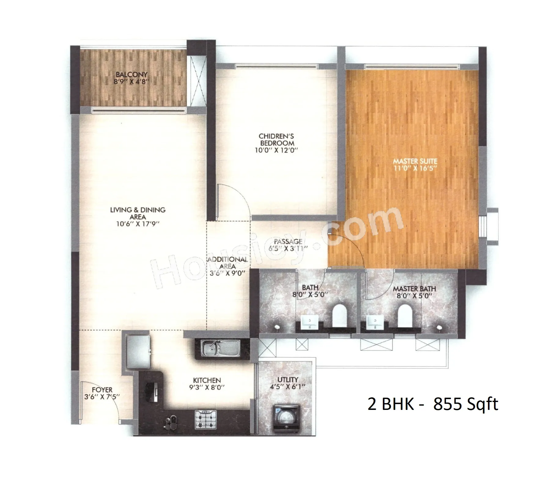 Gera Hinjewadi Highlands Unit plan - 855 sq.ft.