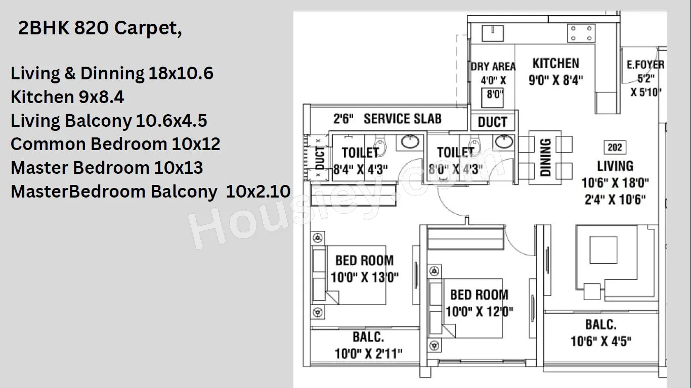 Global Inspira Unit plan - 820 sq.ft.