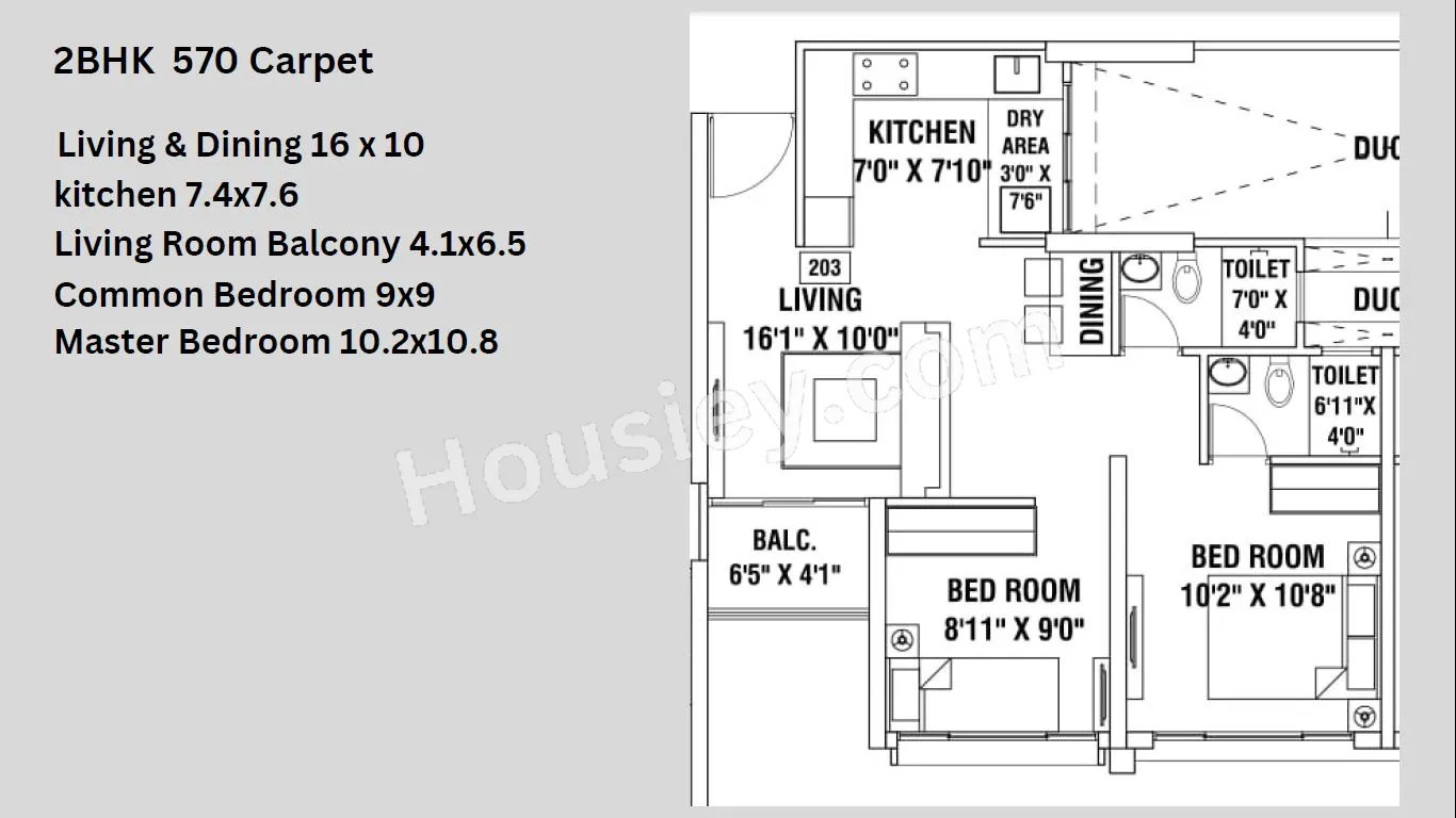 Global New Launch Unit plan - 570 sq.ft.