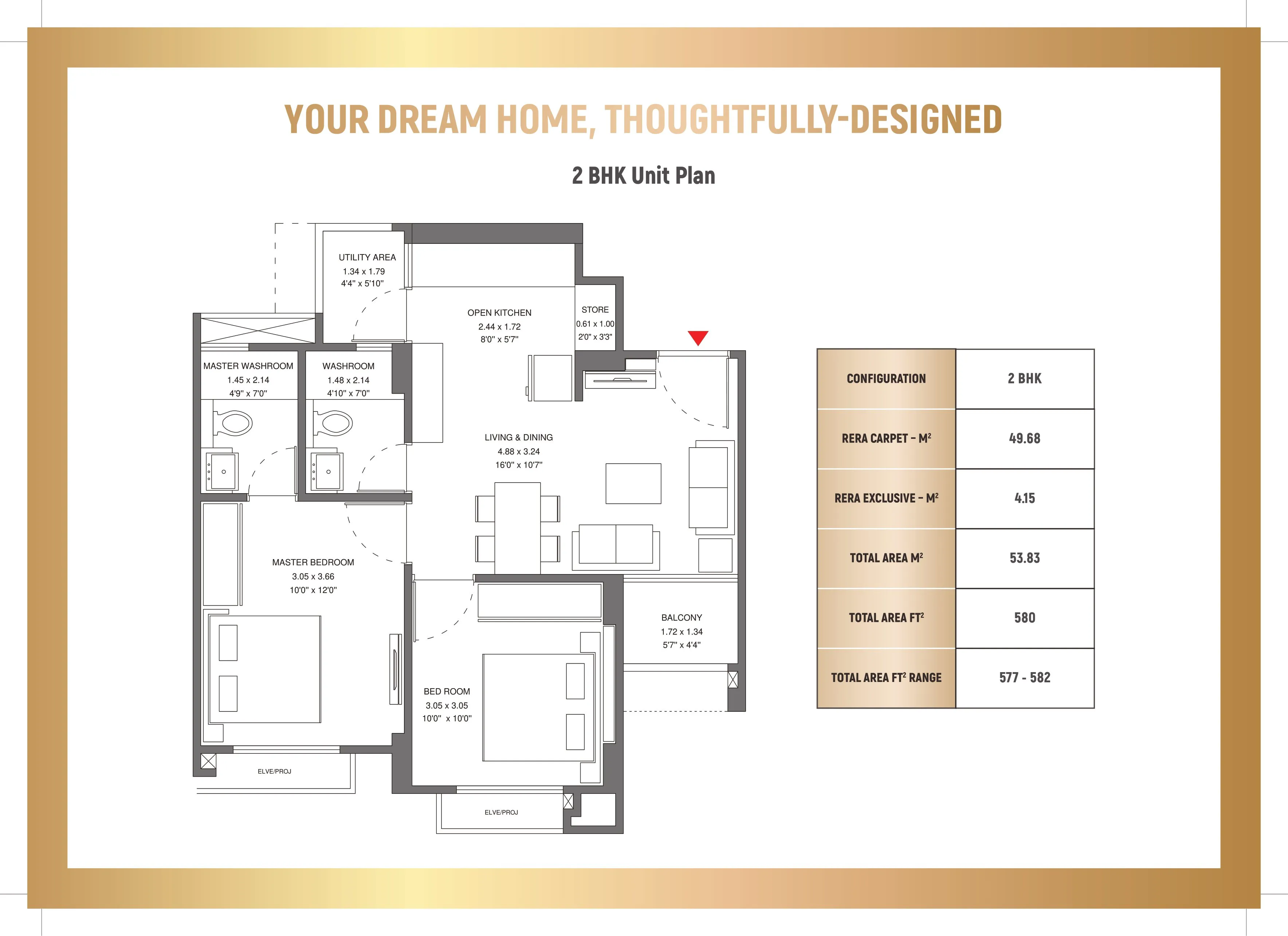 Godrej Celeste Unit plan - 582 sq.ft.
