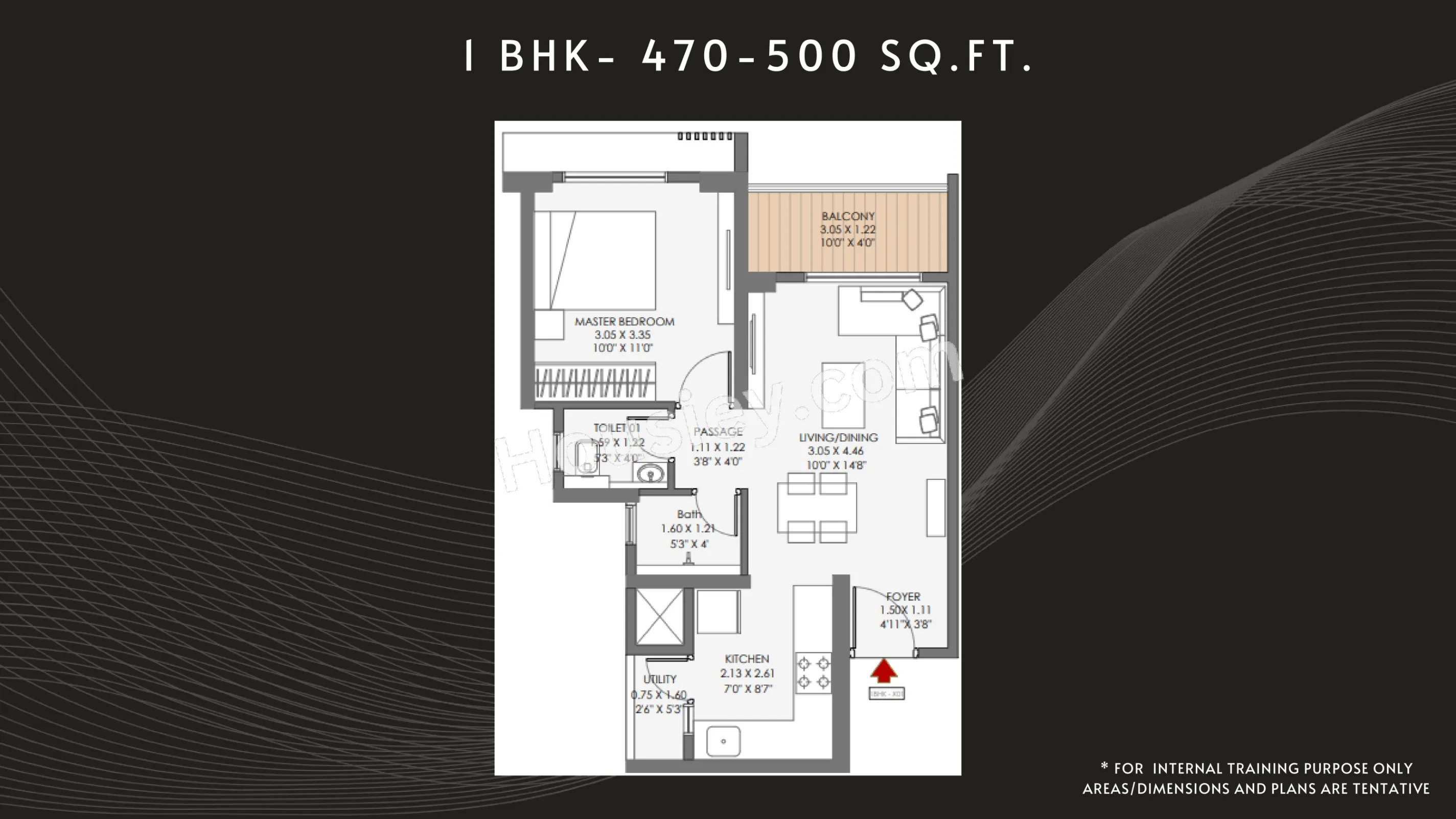 Godrej Evergreen Square Unit plan - 500 sq.ft.