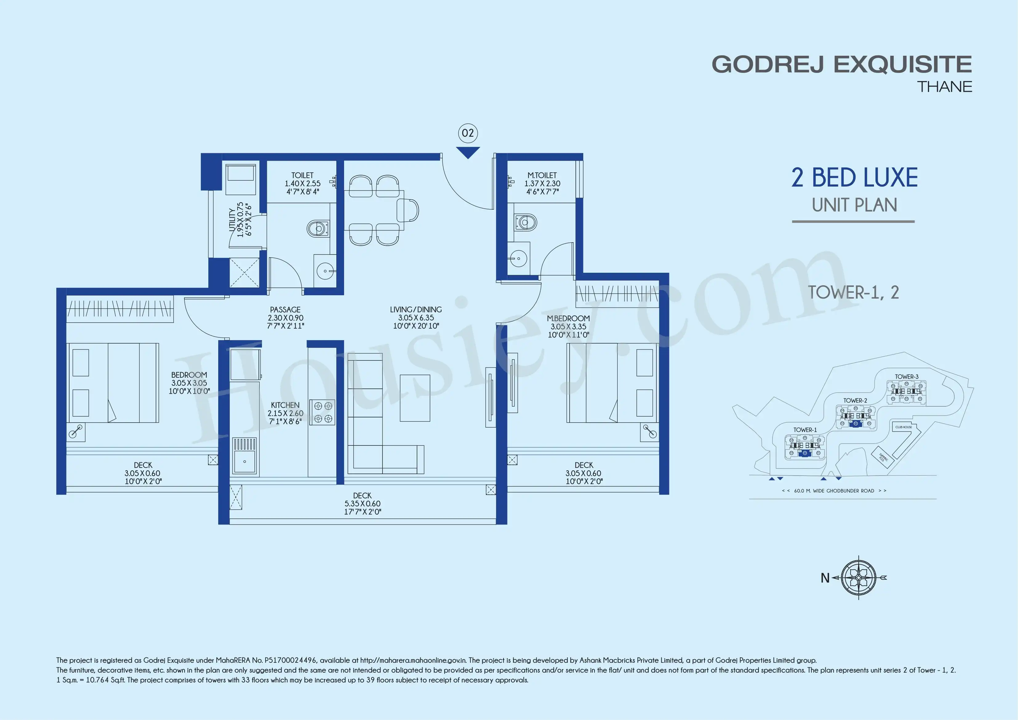 Godrej Exquisite Unit plan - 655 sq.ft.