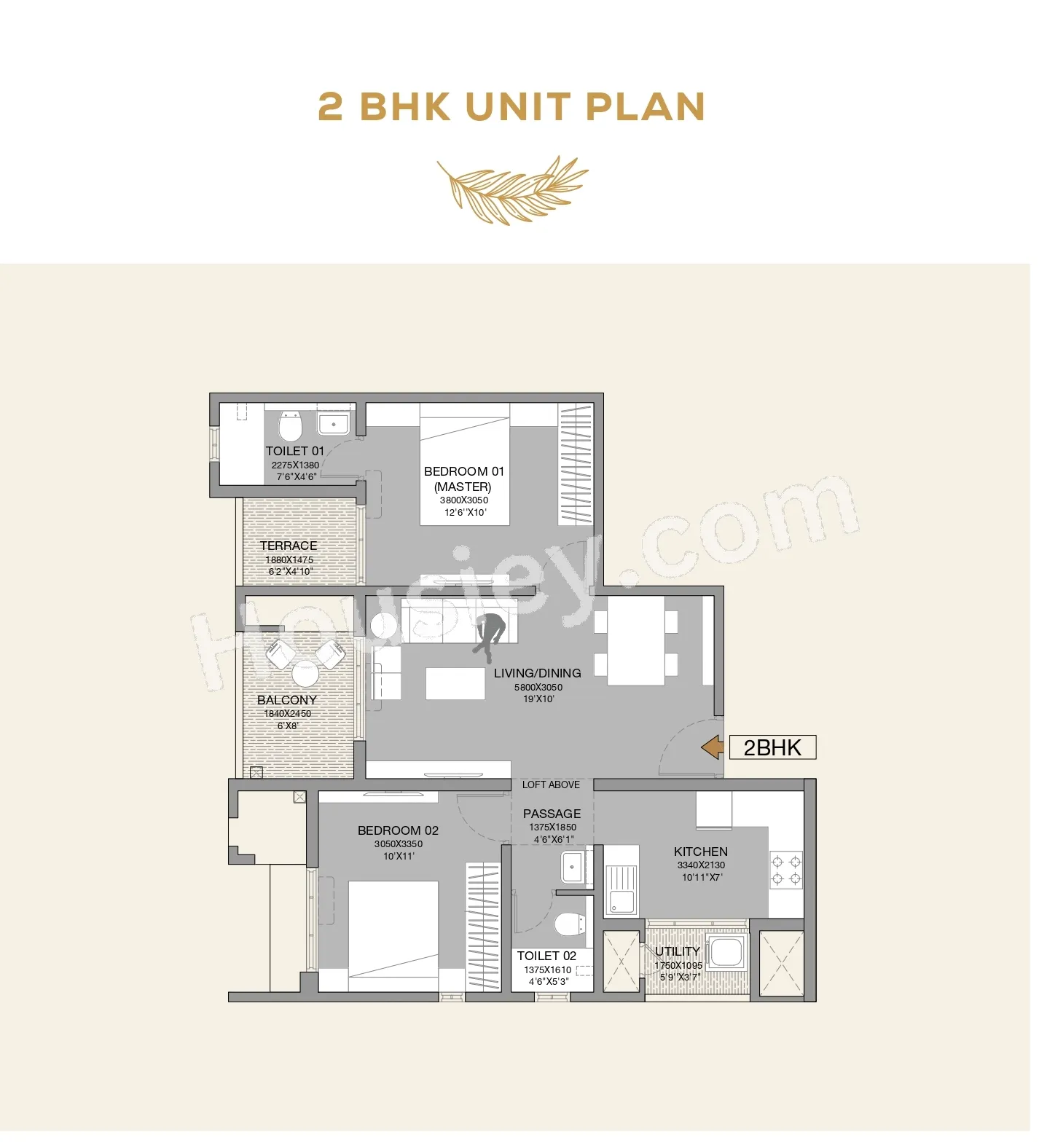 Godrej Hill Retreat Unit plan - 723 sq.ft.