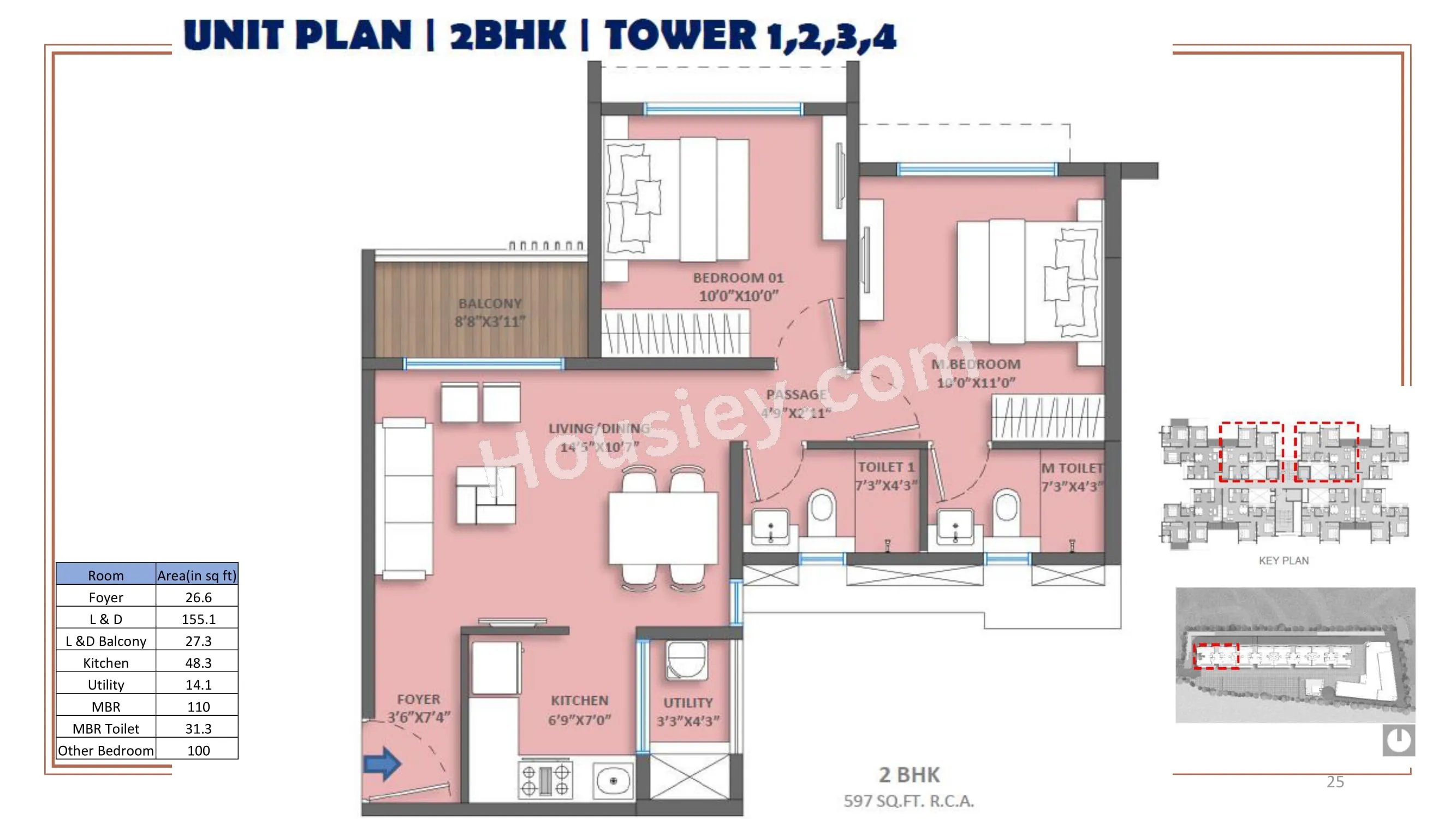 Godrej Park Springs Unit plan - 597 sq.ft.