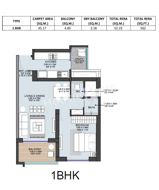 Godrej The Gale Unit plan - 562 sq.ft.