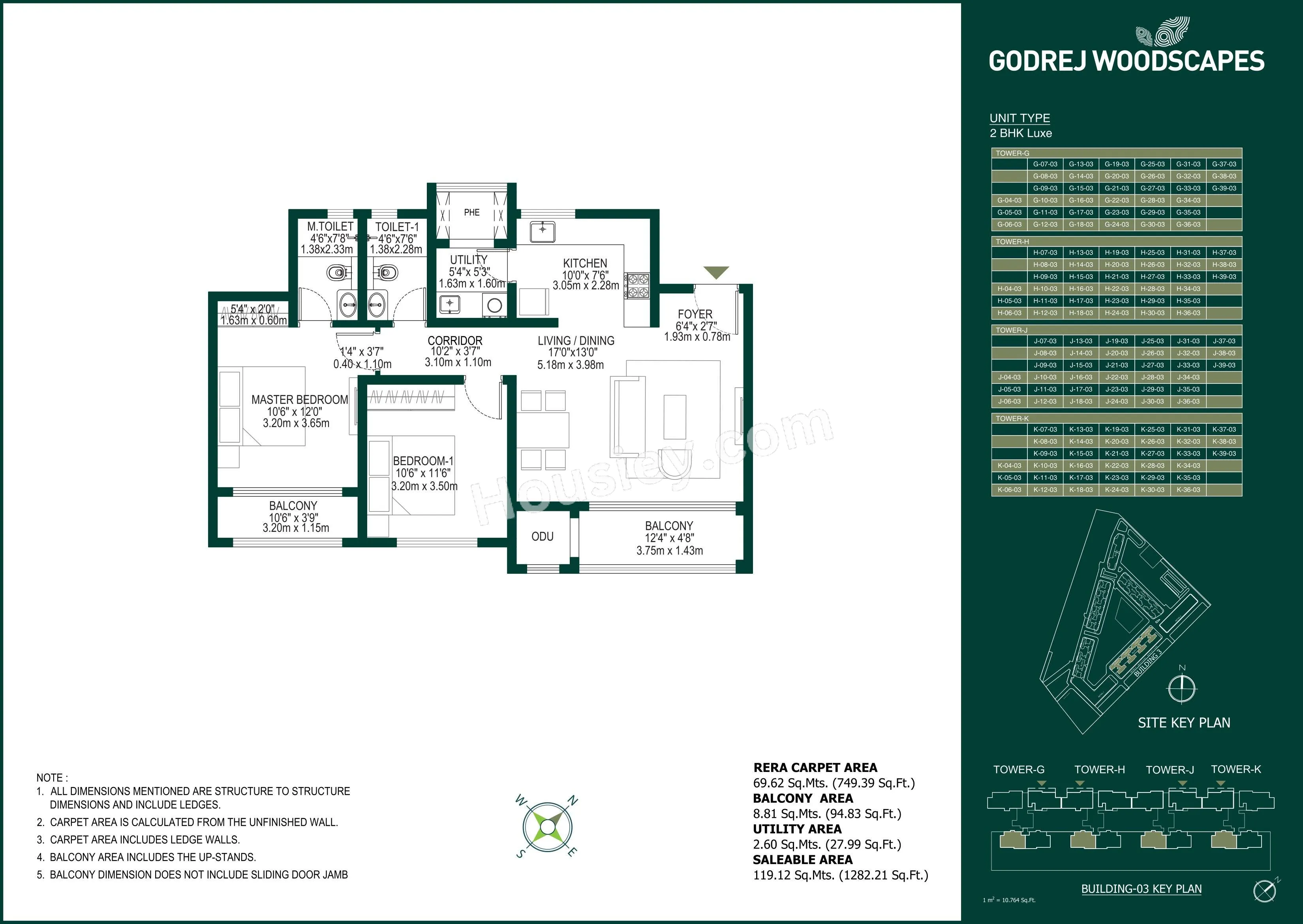 Godrej Woodscapes Unit plan - 750 sq.ft.