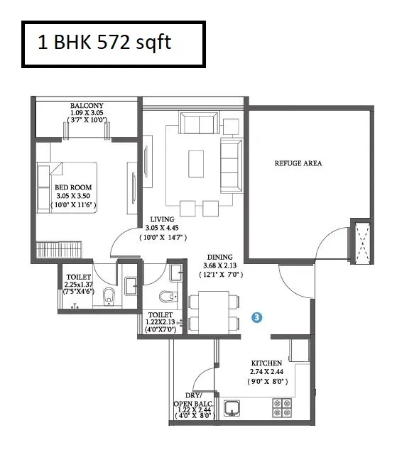 Unit plan - 572 sq.ft.