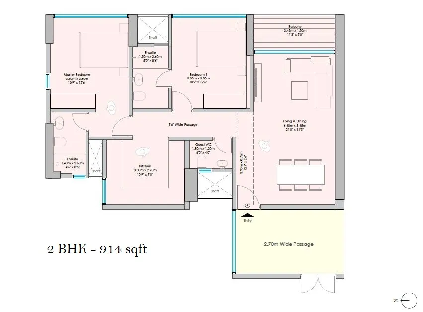 Goodwill The Grand Residences Unit plan - 914 sq.ft.
