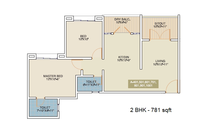 Ranavat Greater Good Unit plan - 781 sq.ft.