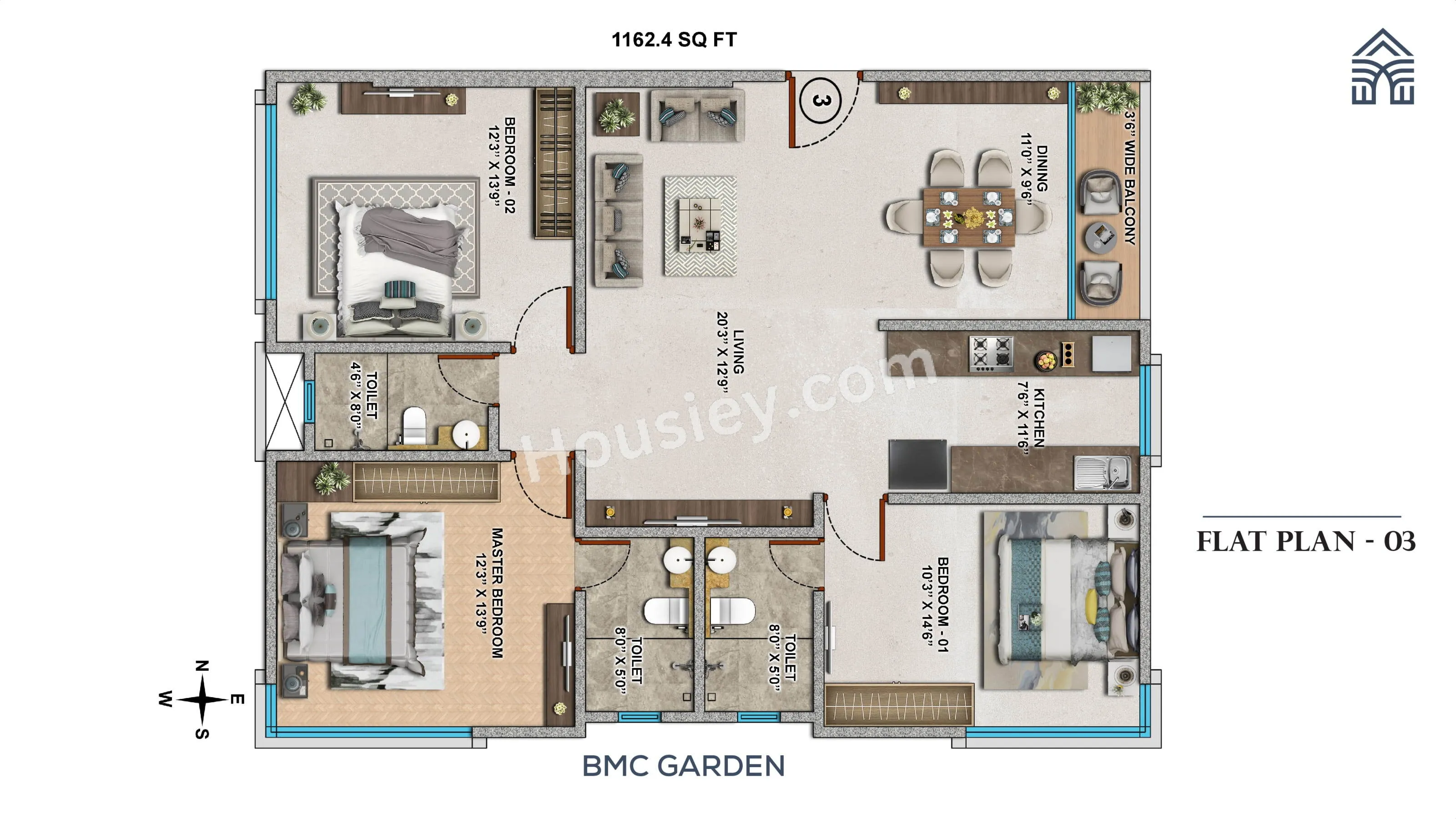 Gruham Yog Aashray Unit plan - 1162 sq.ft.