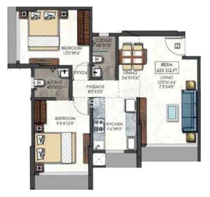 Gurukrupa Nirmalam Unit plan - 625 sq.ft.