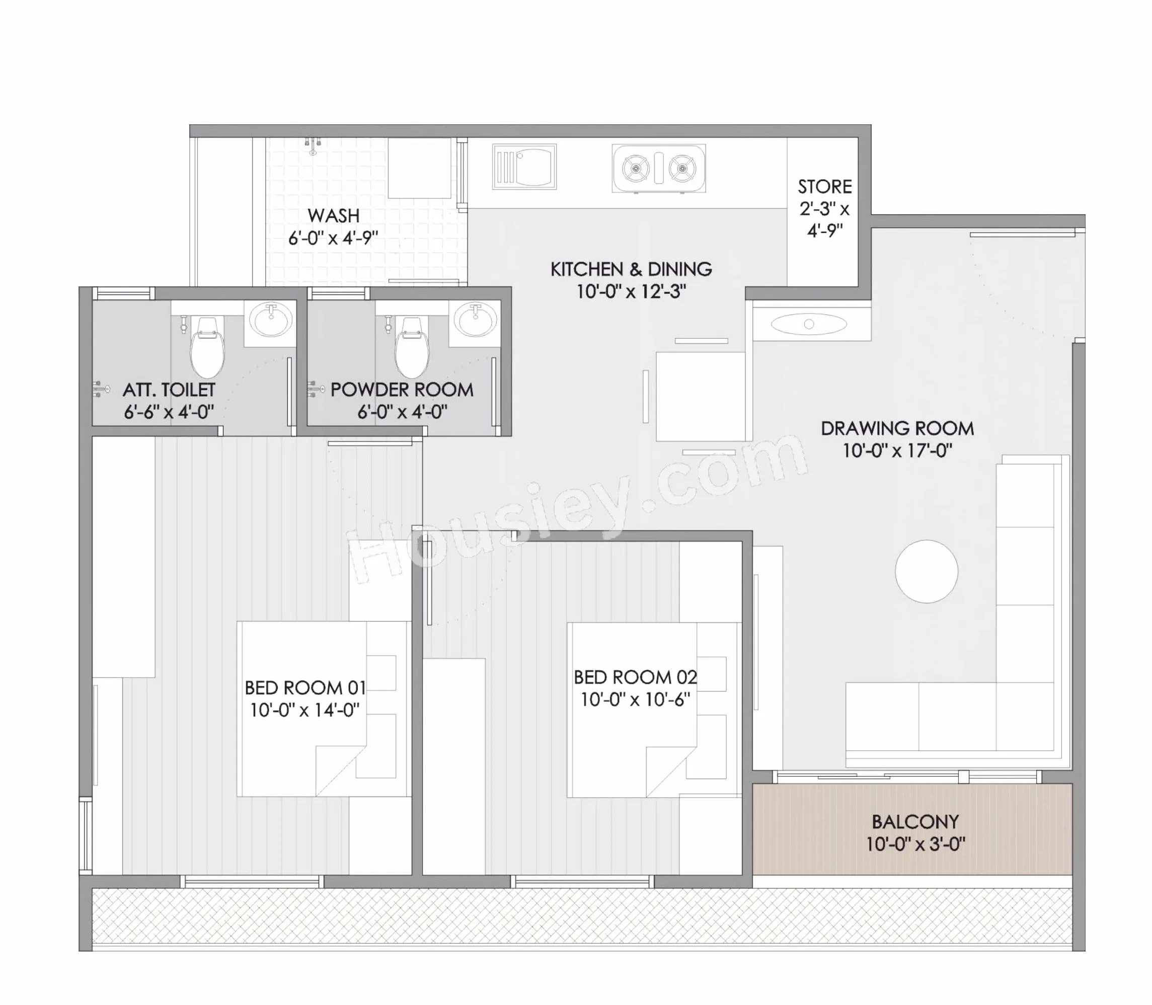 Happy Uptown Unit plan - 702 sq.ft.