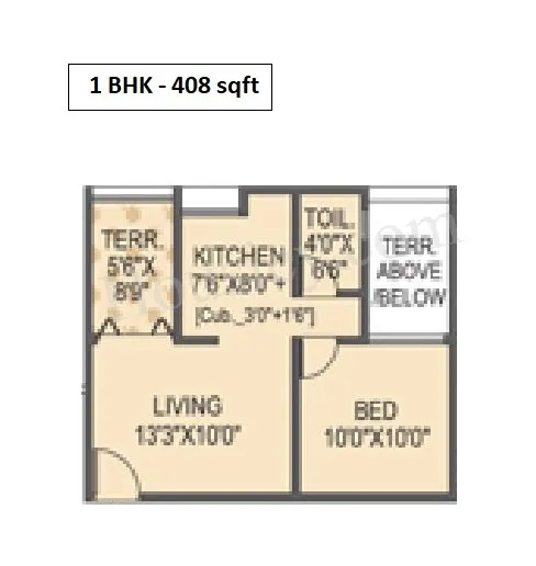Namrata Happycity Varale Unit plan - 408 sq.ft.