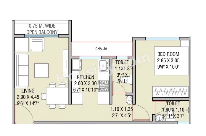 Haware Intelligentia Segment Unit plan - 448 sq.ft.