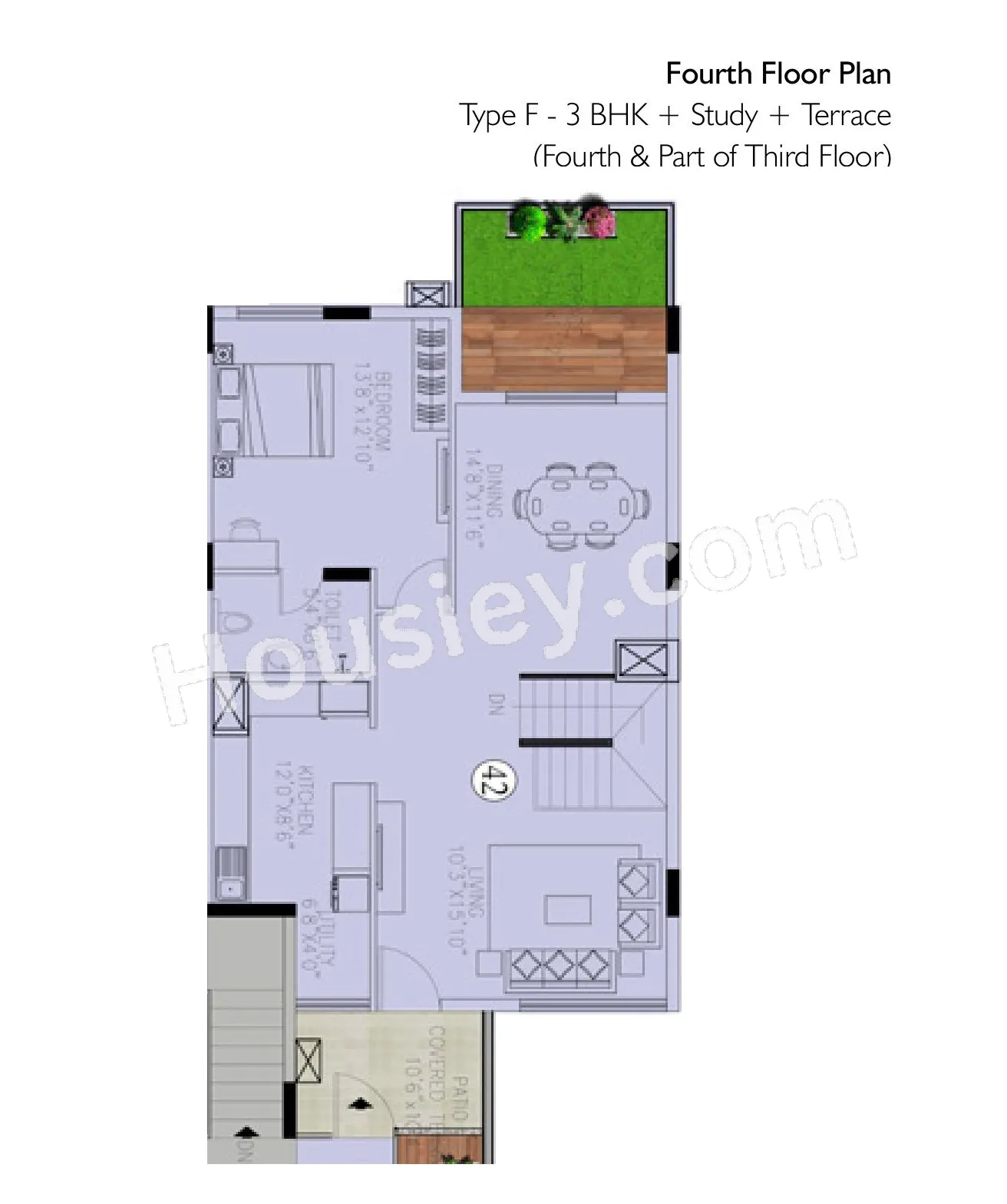 Hinduja El Jardin Unit plan - 1517 sq.ft.