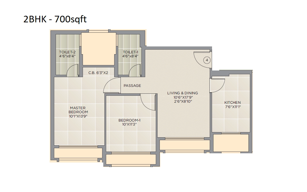 Hiranandani Estate Delanna Unit plan - 700 sq.ft.