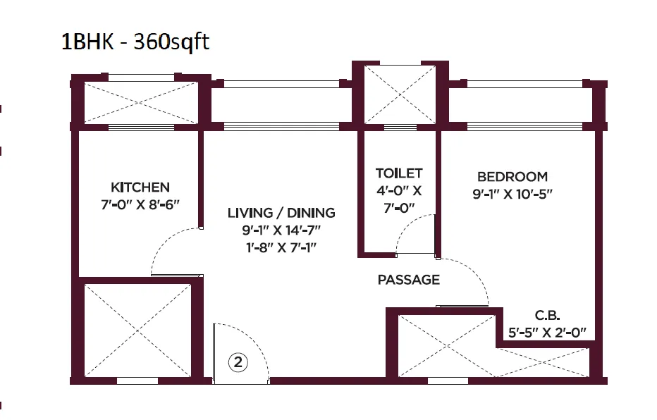Hiranandani Estate Solitaire Unit plan - 360 sq.ft.