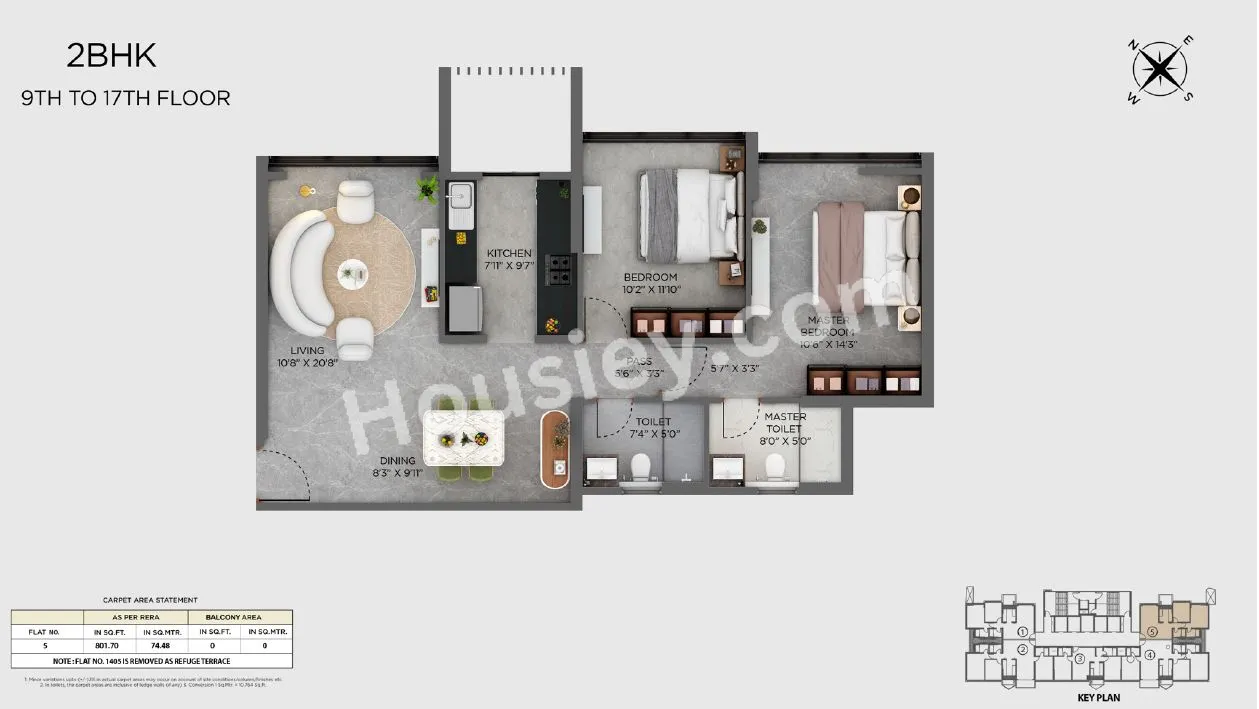 Hiranandani Vista Residences Unit plan - 801 sq.ft.