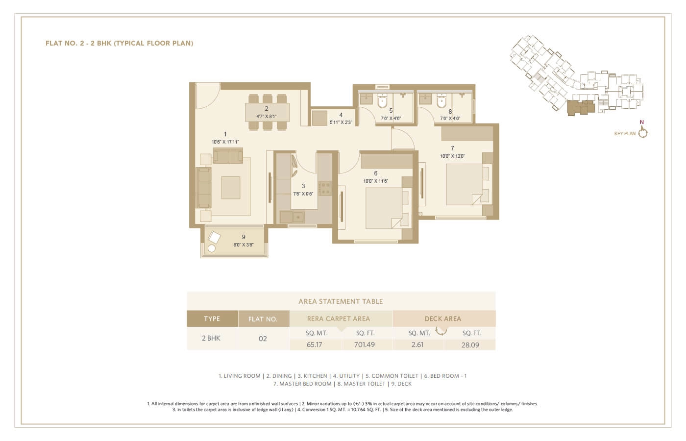 House Of Hiranandani Castalia Unit plan - 701 sq.ft.