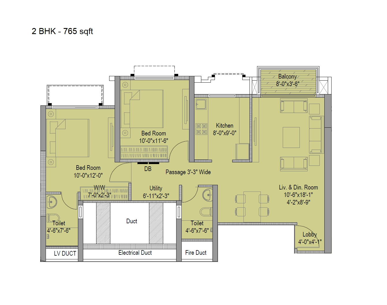 Unit plan - 765 sq.ft.