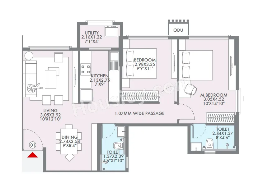 Unit plan - 733 sq.ft.