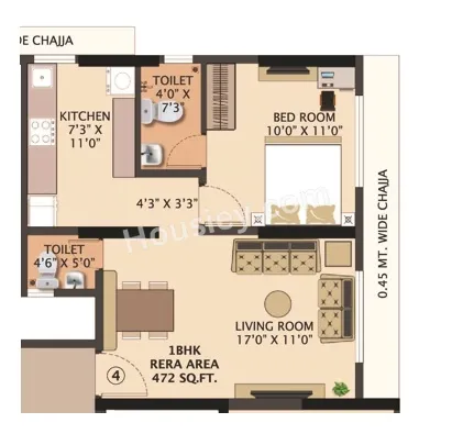 Hum Solaris Unit plan - 472 sq.ft.