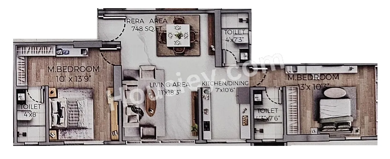 I Dudhwala Elysia Unit plan - 748 sq.ft.