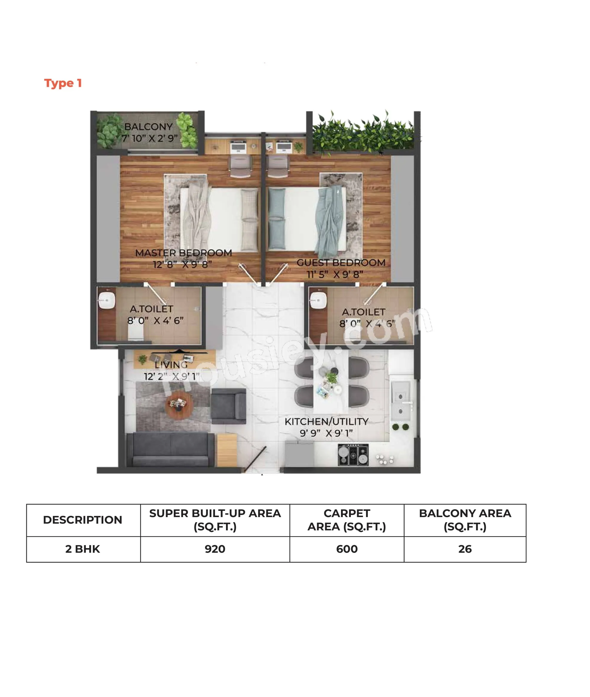 Icon MiCasa Unit plan - 600 sq.ft.