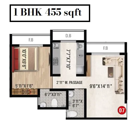 Unit plan - 455 sq.ft.