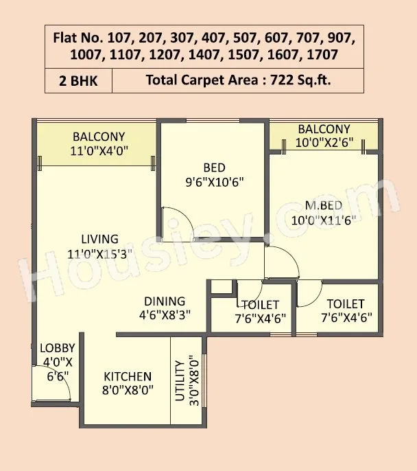 Infini Jagtap City Unit plan - 722 sq.ft.